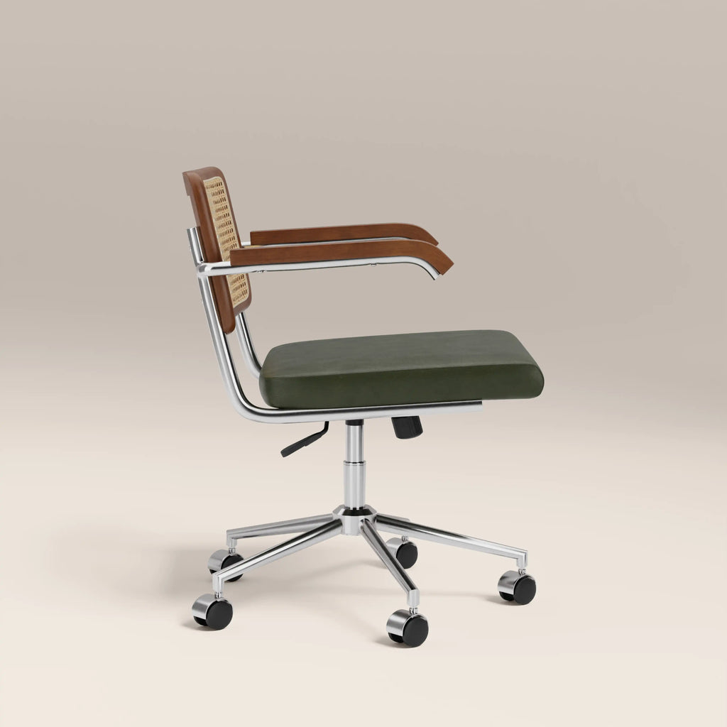 Kenton Office Chair | Vintage Green Faux Leather & Chrome — view 4