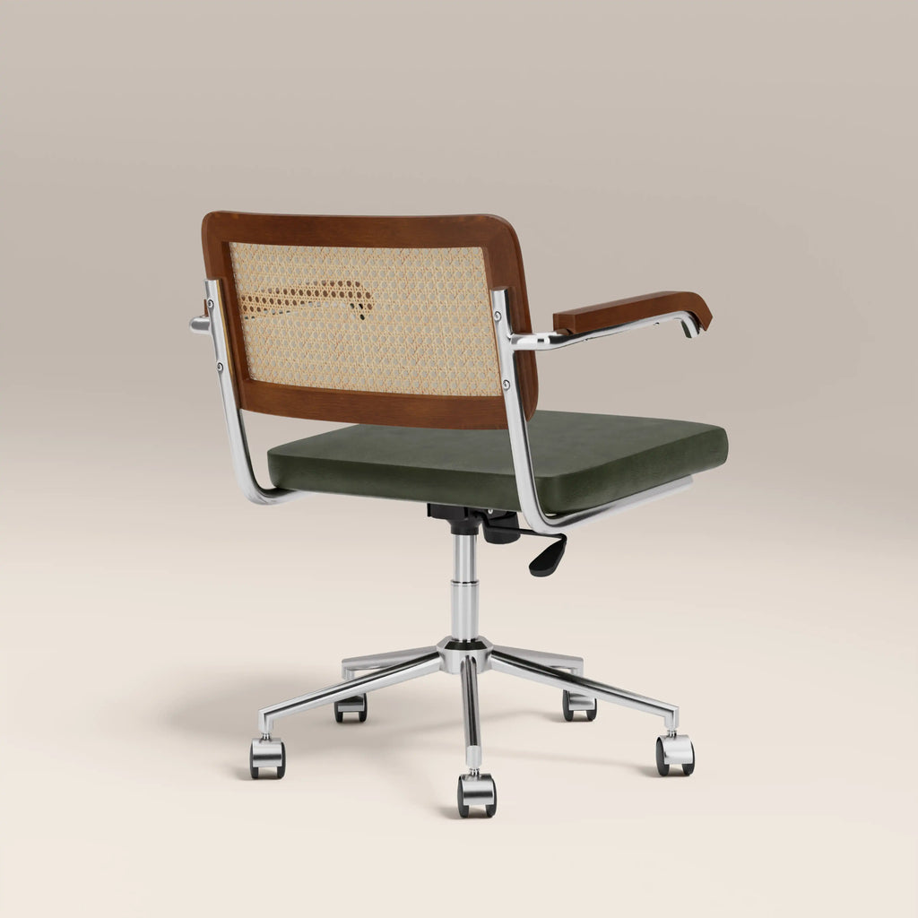 Kenton Office Chair | Vintage Green Faux Leather & Chrome — view 5