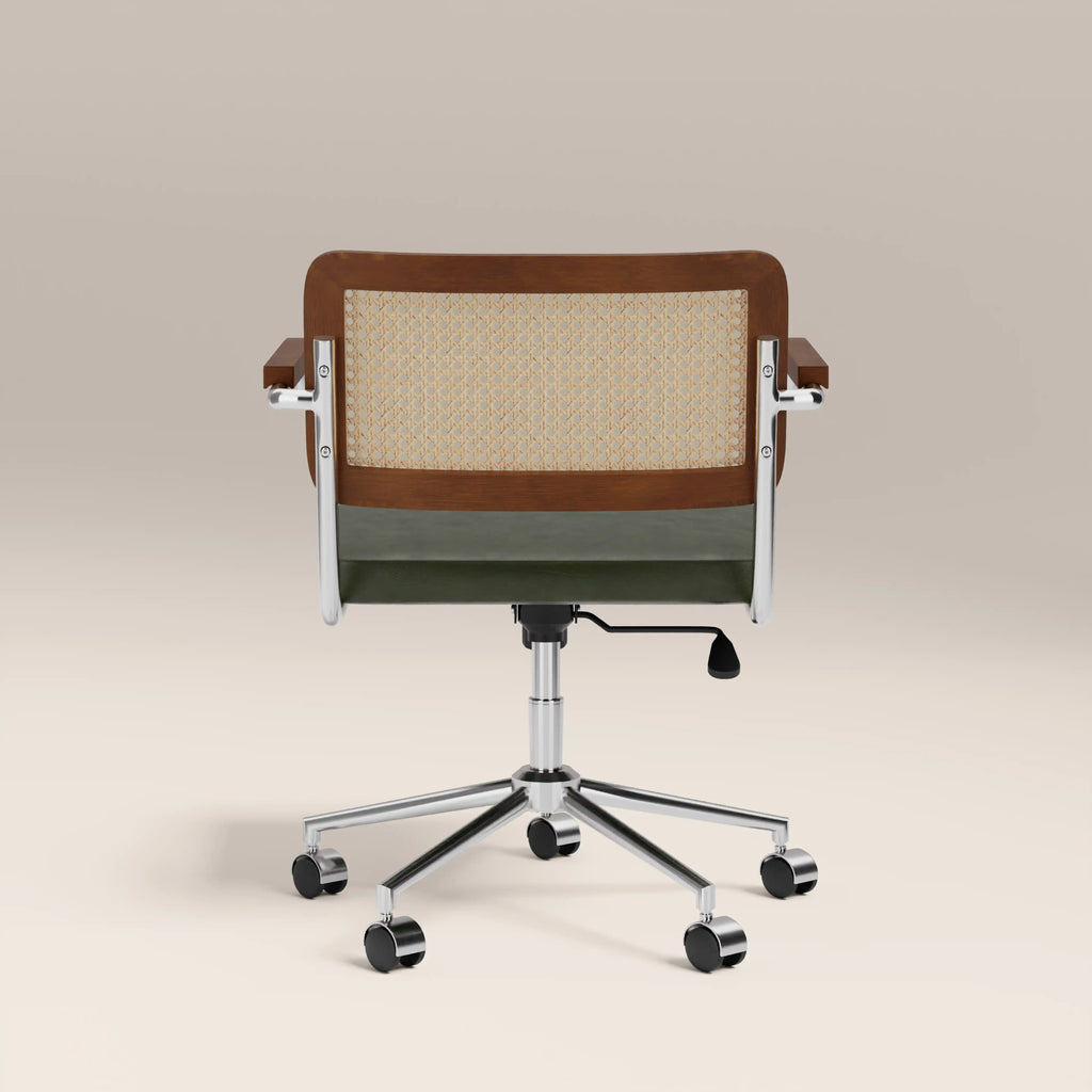Kenton Office Chair | Vintage Green Faux Leather & Chrome — view 6
