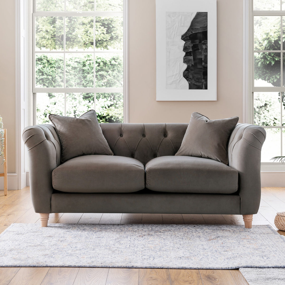 Clarence Velvet Chesterfield 2 Seater Sofa — view 9