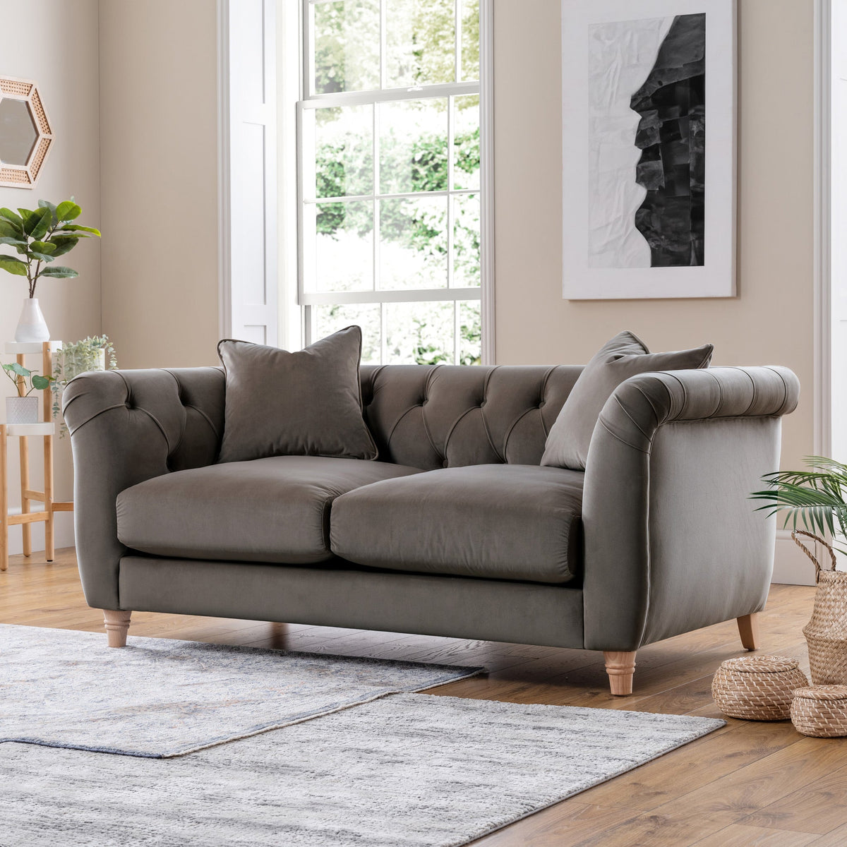 Clarence Velvet Chesterfield 2 Seater Sofa — view 8