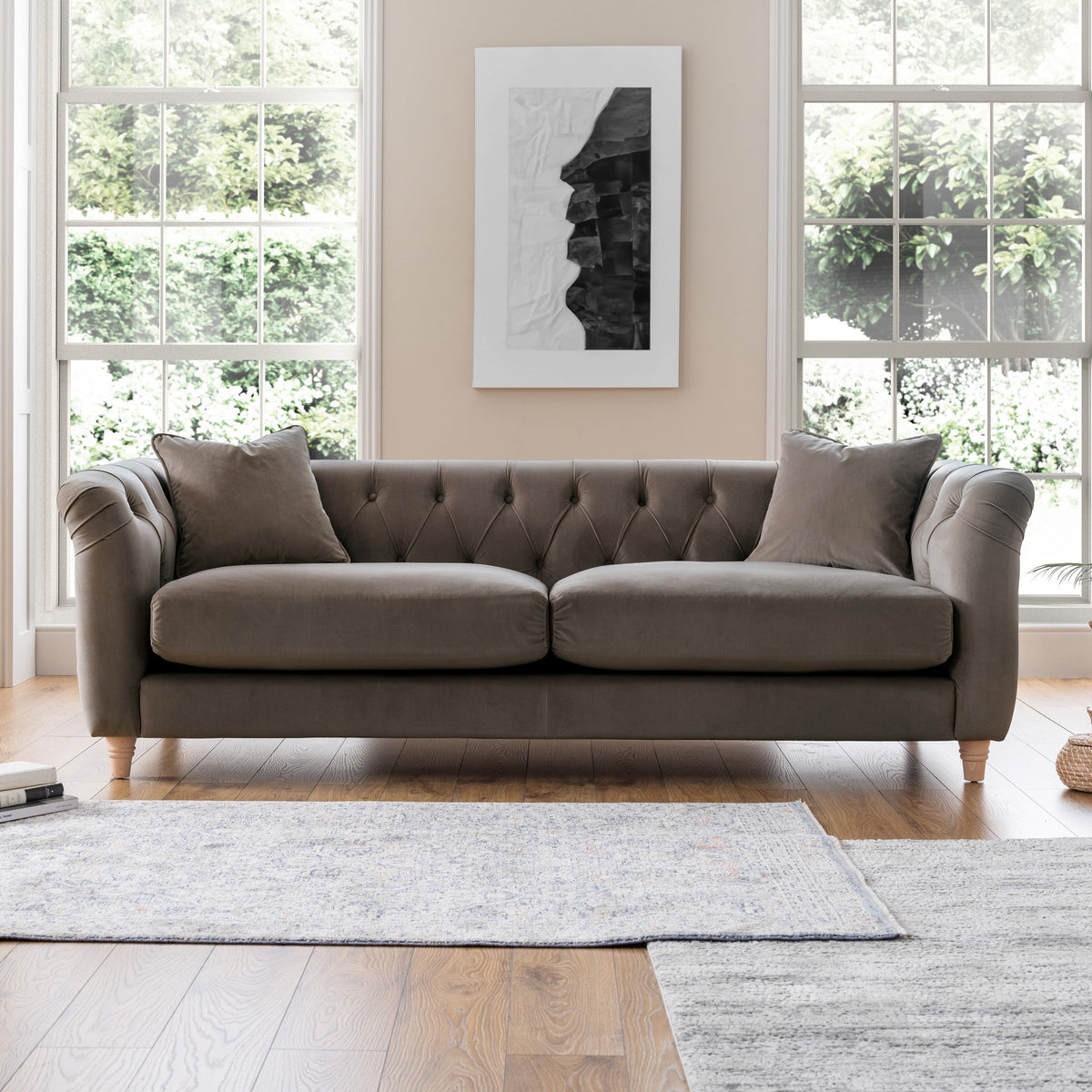 Clarence Velvet Chesterfield 3 Seater Sofa — view 9