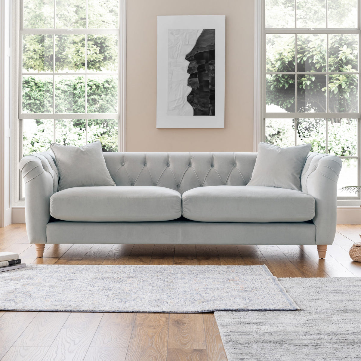 Clarence Velvet Chesterfield 3 Seater Sofa — view 3