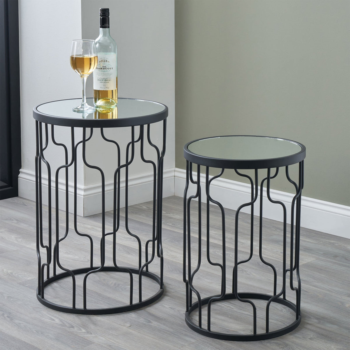 Caprisse Mirrored Glass Side Tables — view 7