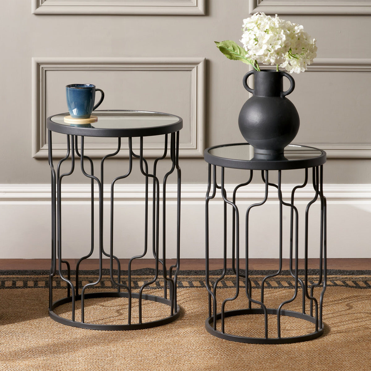 Caprisse Mirrored Glass Side Tables — view 2
