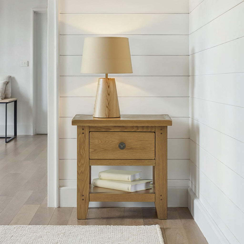 Broadway Oak Lamp Table with Drawer — view 2