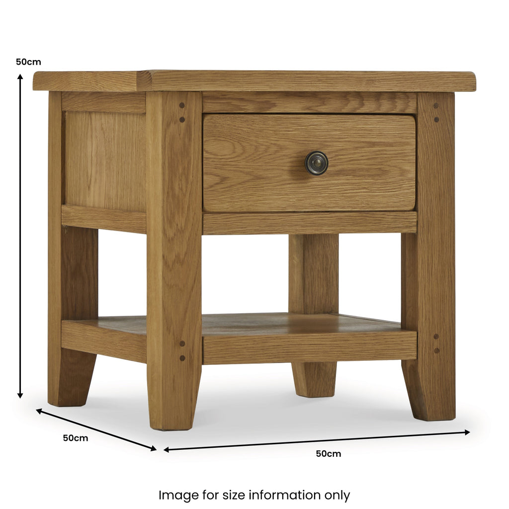 Broadway Oak Lamp Table with Drawer — view 10