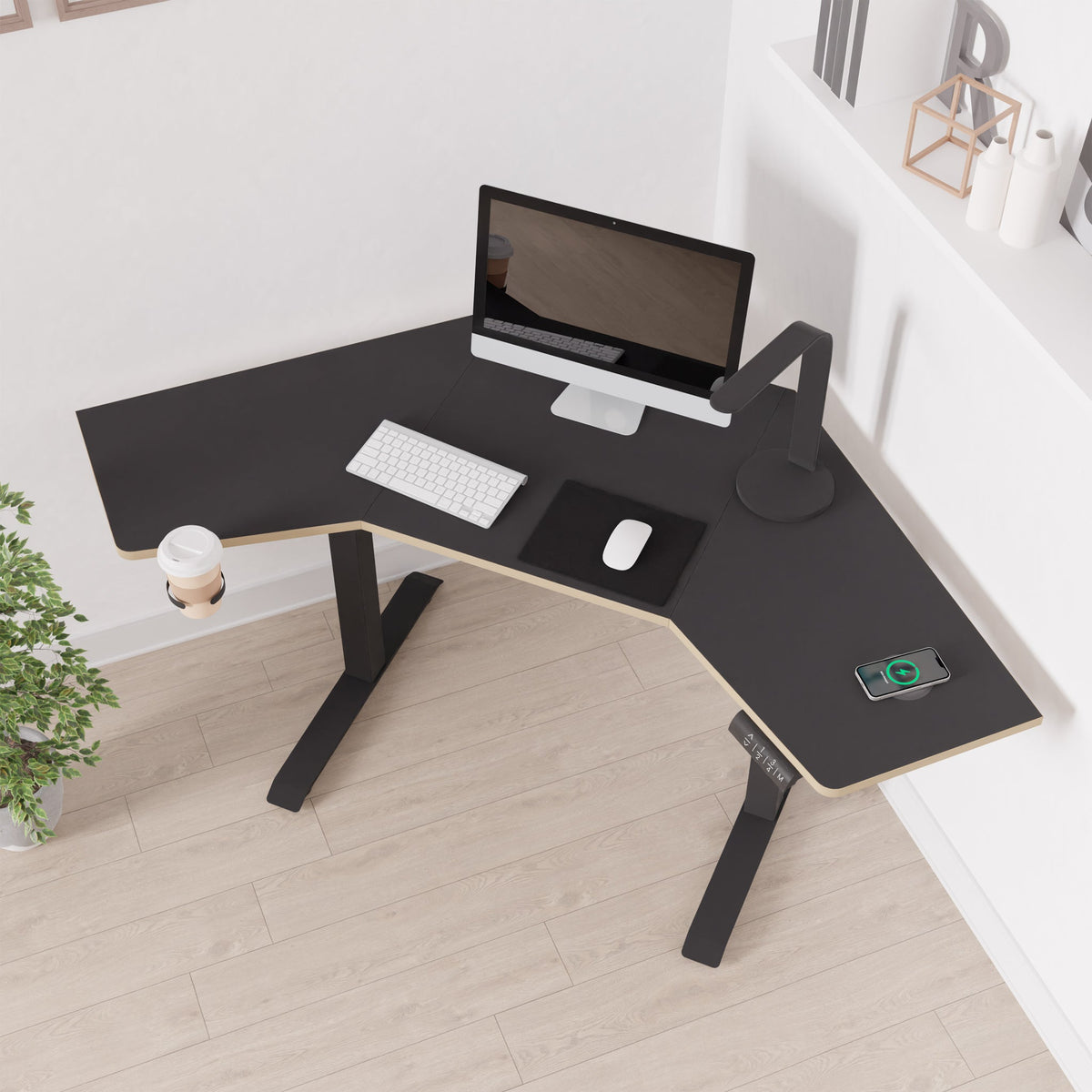 Koble Gino Smart Electric Height Adjustable Corner Desk with Storage Drawer — view 2