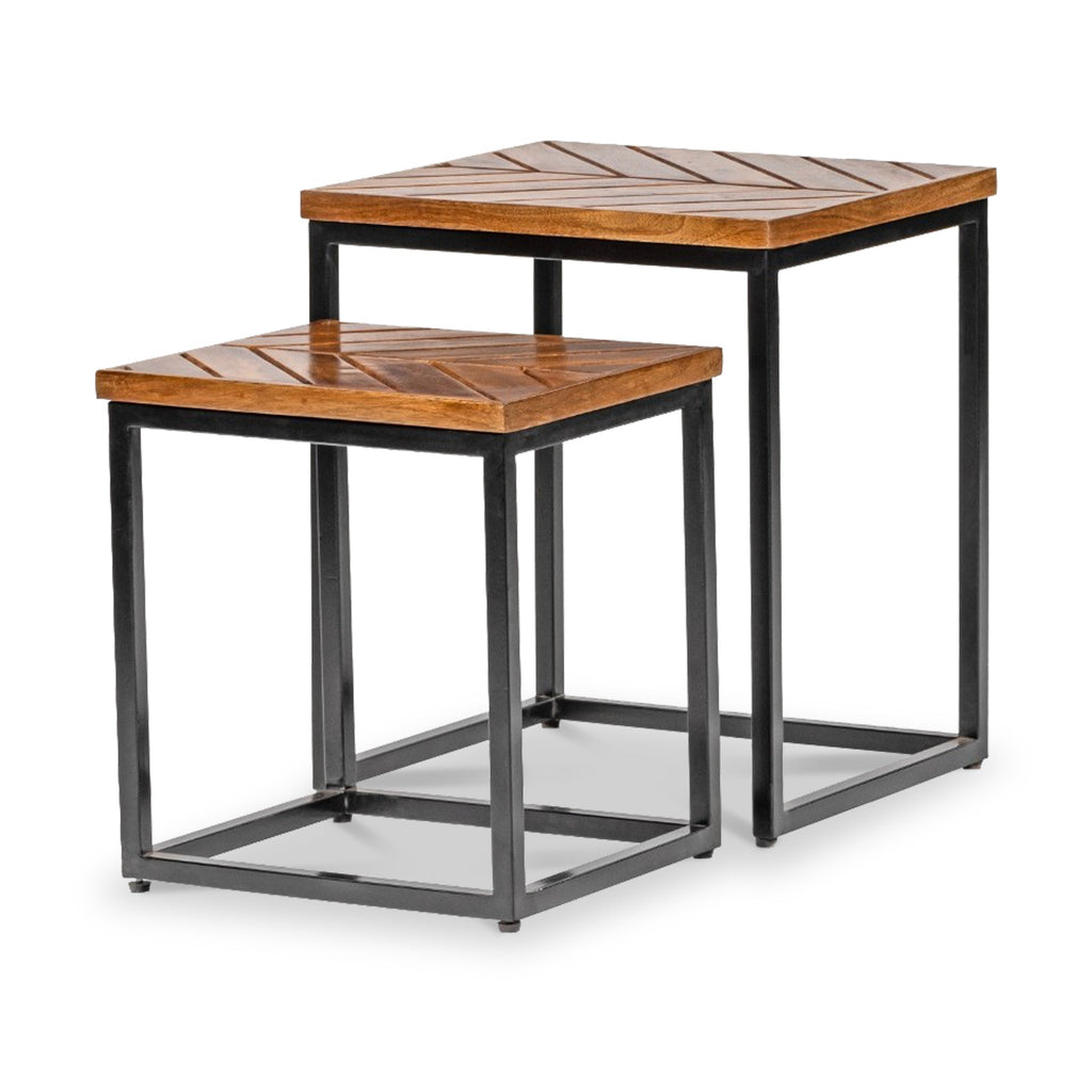 Loric Parquet Mango Wood Nest Of Tables — view 3