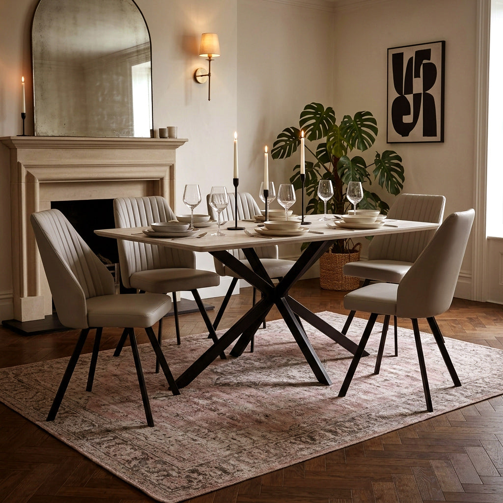 Barlo 160cm Travertine Effect Dining Table — view 2