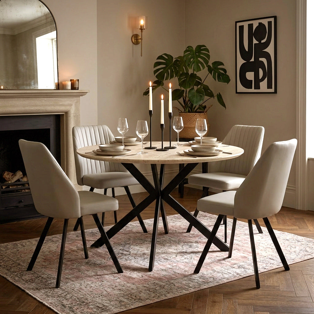 Barlo 120cm Travertine Effect Round Dining Table — view 2
