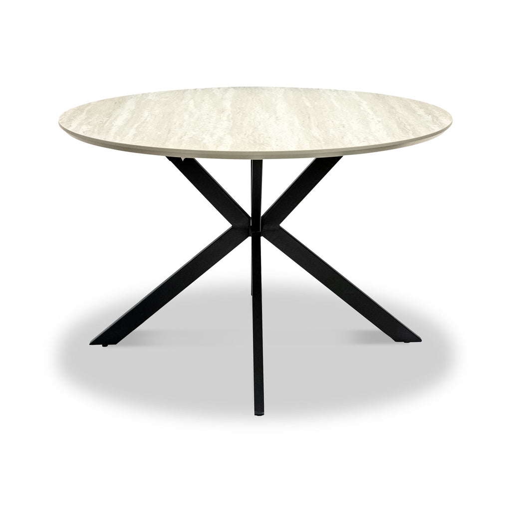 Barlo 120cm Travertine Effect Round Dining Table — dining table from 2nd Time Around
