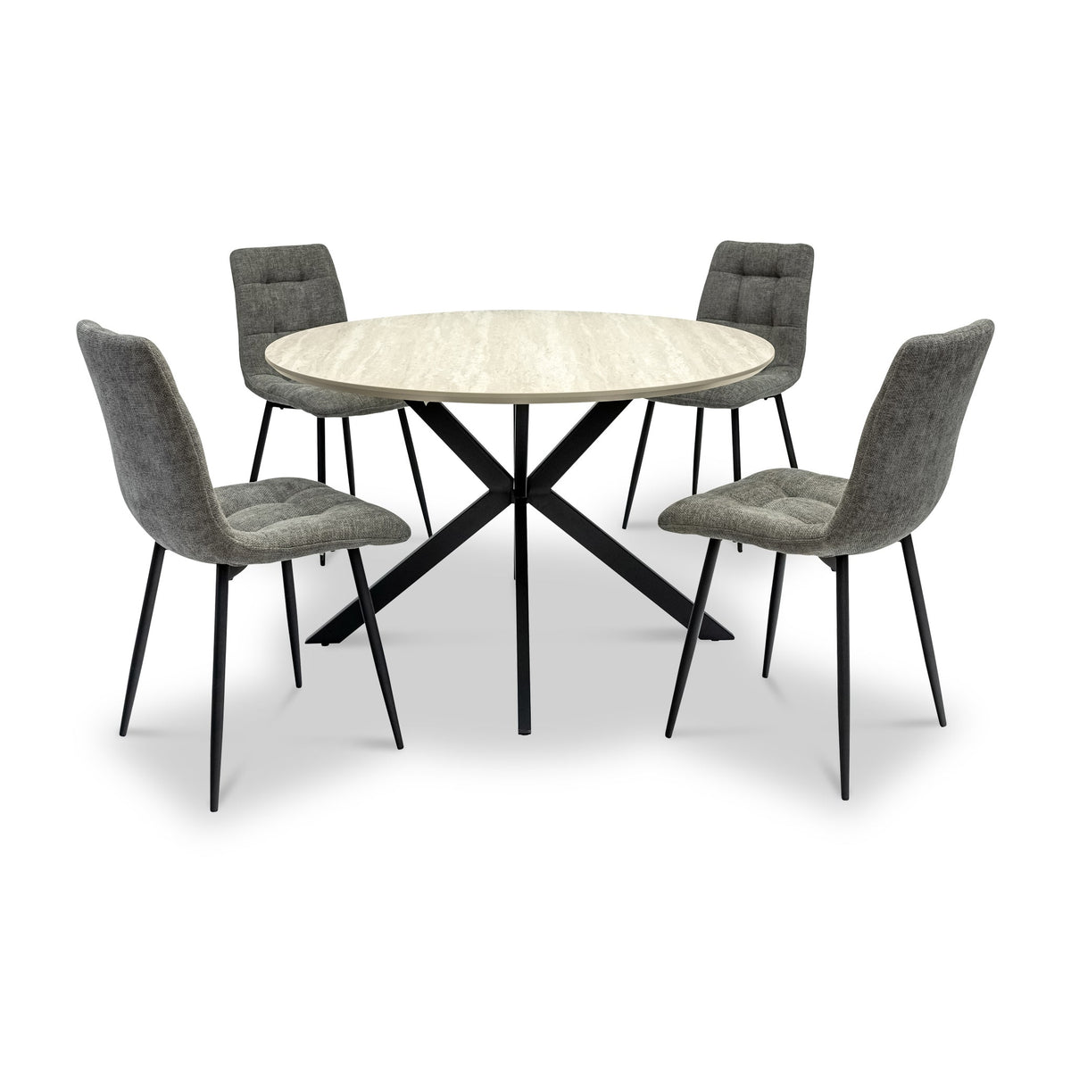 Barlo 120cm Travertine Effect Round Dining Table — view 4