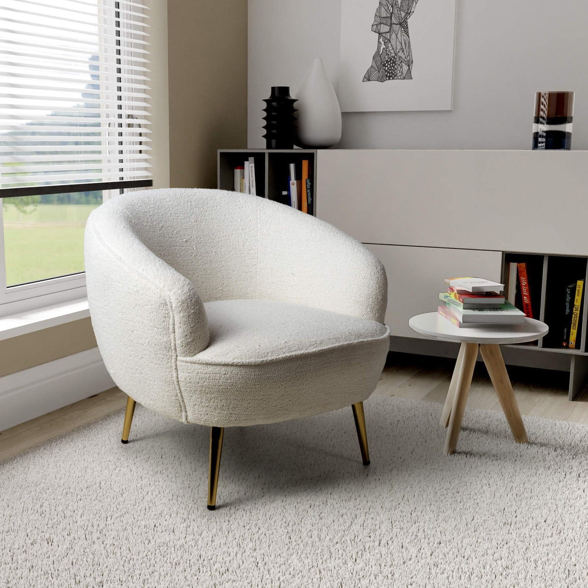 Elska White Boucle Tub Chair — view 3