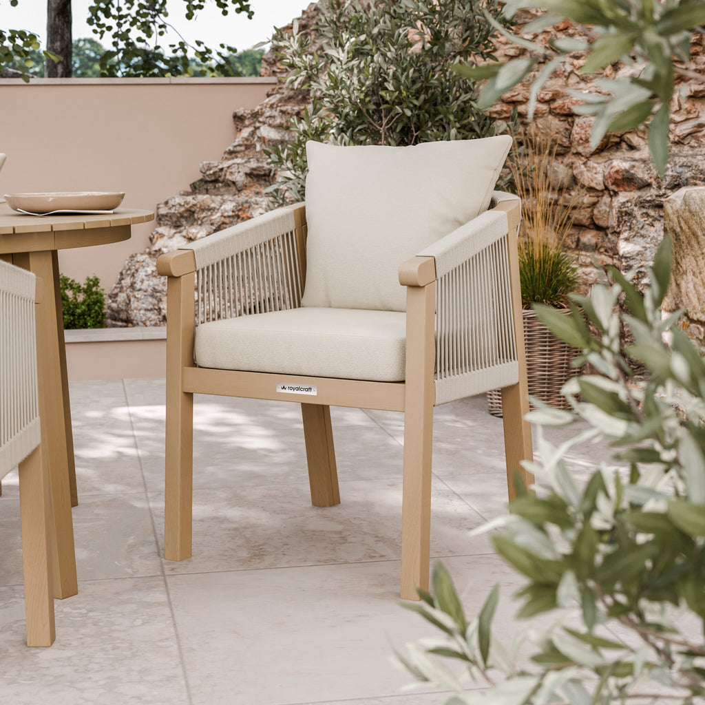 Roma FSC 4 Seater Round Sunray with Concrete Insert Dining Set with Roma Dining Chairs — view 4