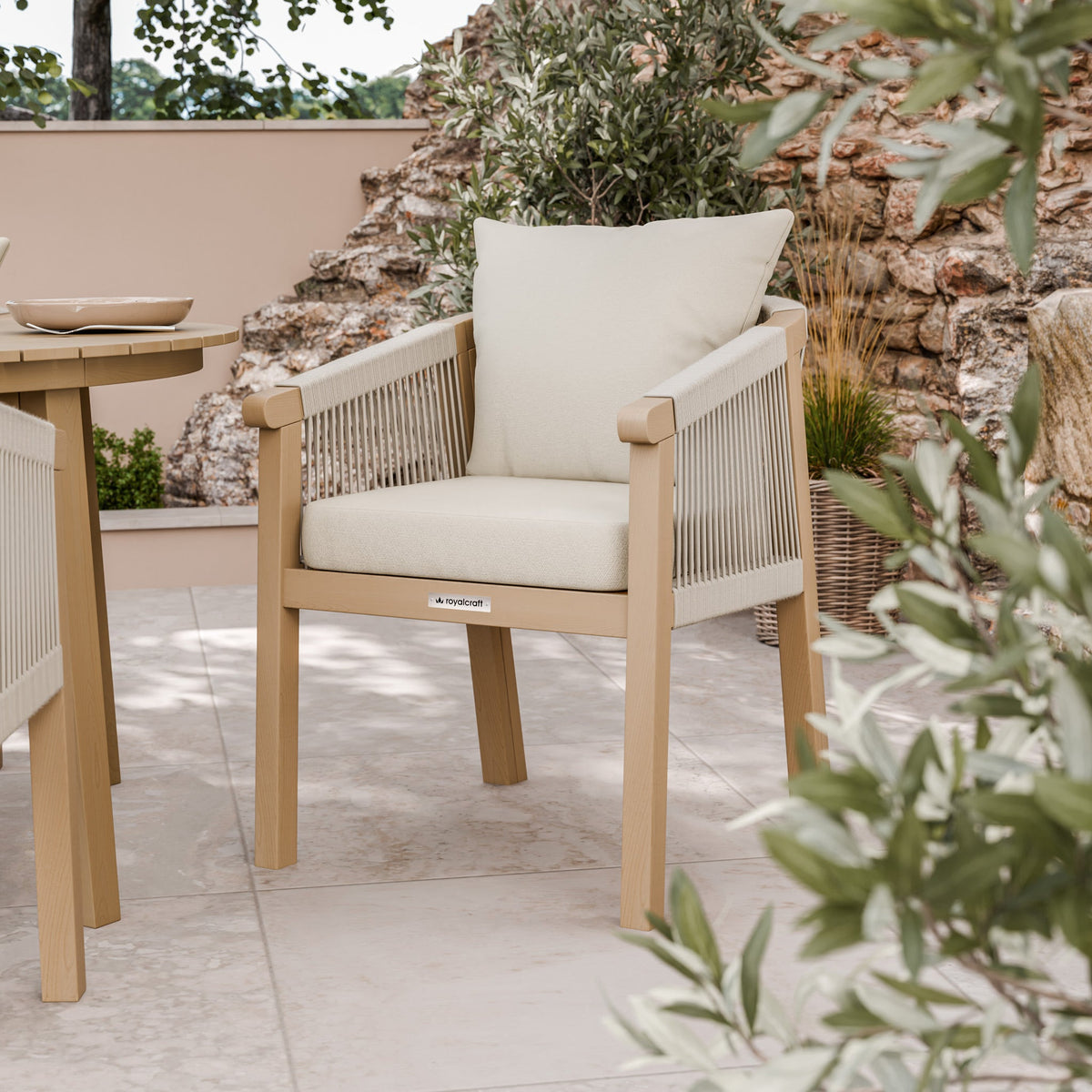 Roma FSC 4 Seater Round Sunray with Concrete Insert Dining Set with Roma Dining Chairs — view 4