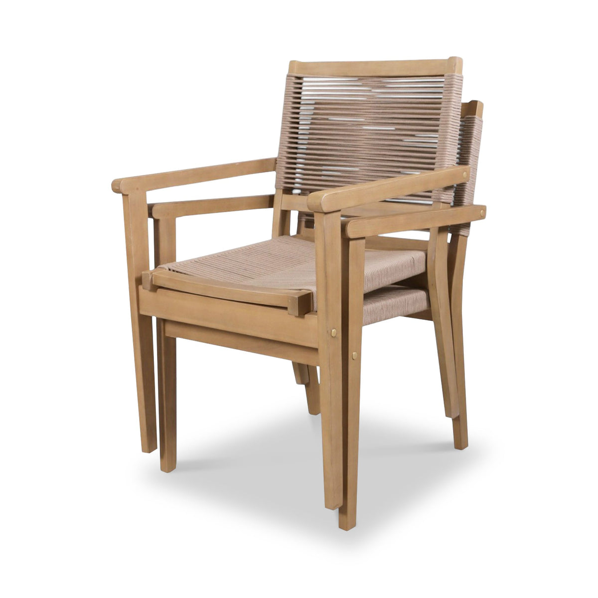Roma FSC 4 Seater Round Sunray with Concrete Insert Dining Set with Roma Rope Stacking Chairs — view 10