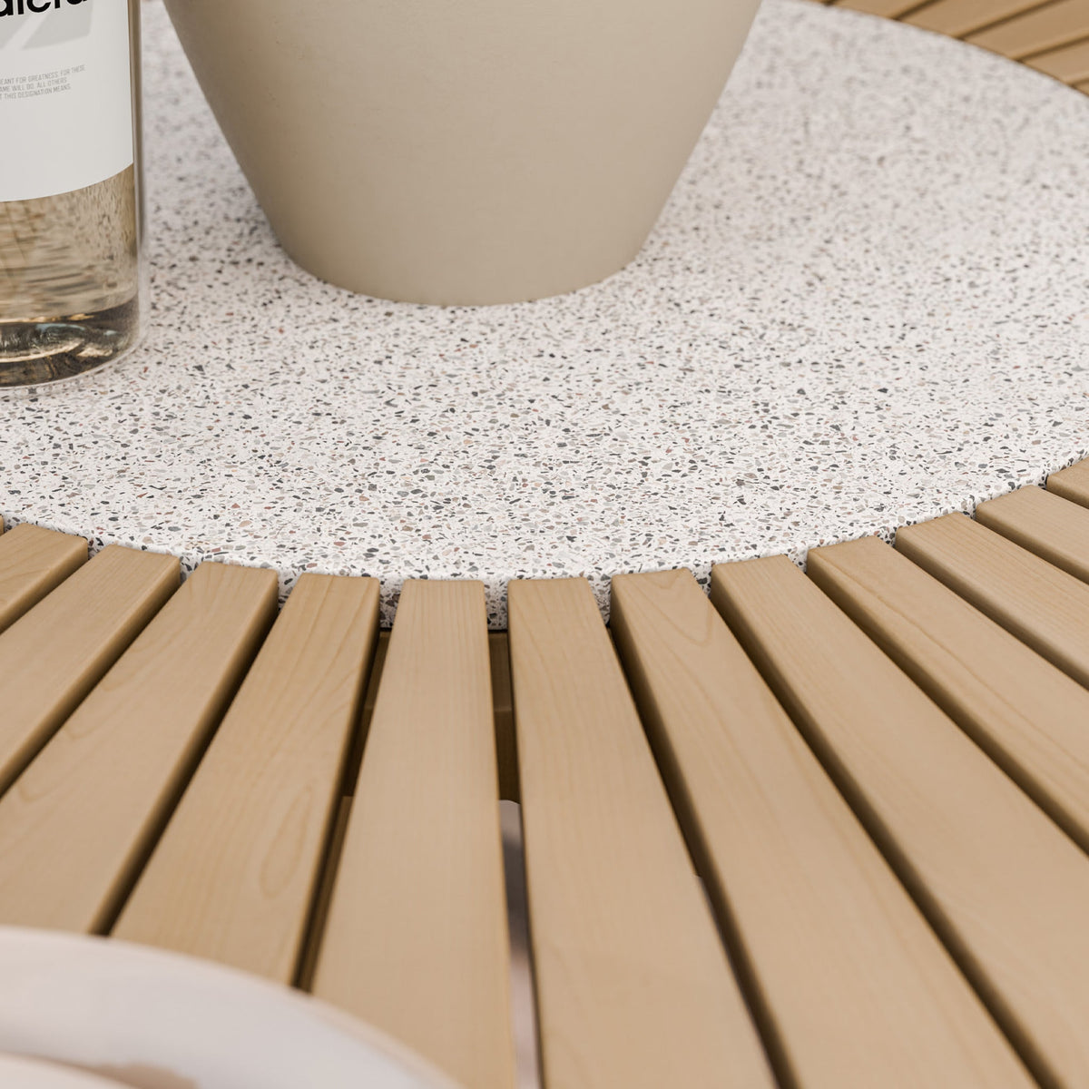 Roma FSC 4 Seater Round Sunray with Concrete Insert Dining Set with Roma Rope Stacking Chairs — view 3