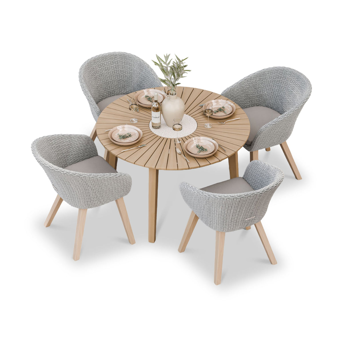 Roma FSC 4 Seater Round Sunray with Concrete Insert Dining Set with Sol Dining Chairs — view 5