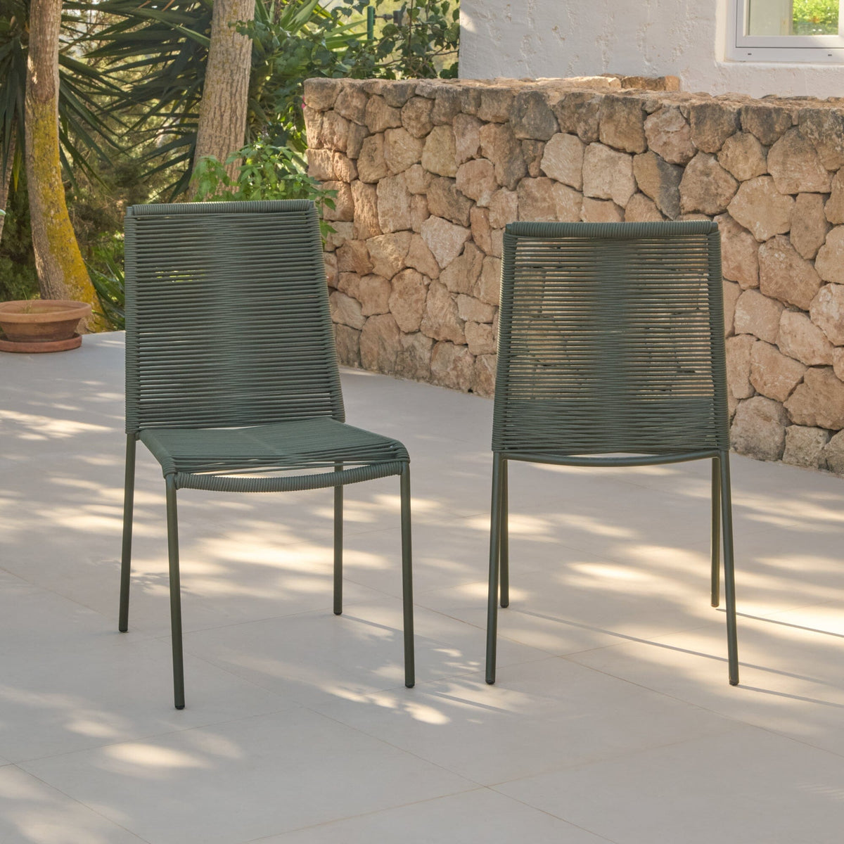 Ezra 4 Seater Round Wooden Garden Set with Ryder Khaki Chairs — garden dining set from 2nd Time Around