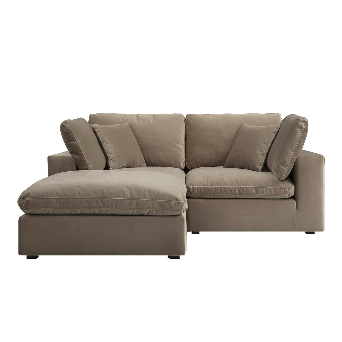 Lutyens Taupe Velvet Modular Sofa, 2-Piece Chaise — view 2
