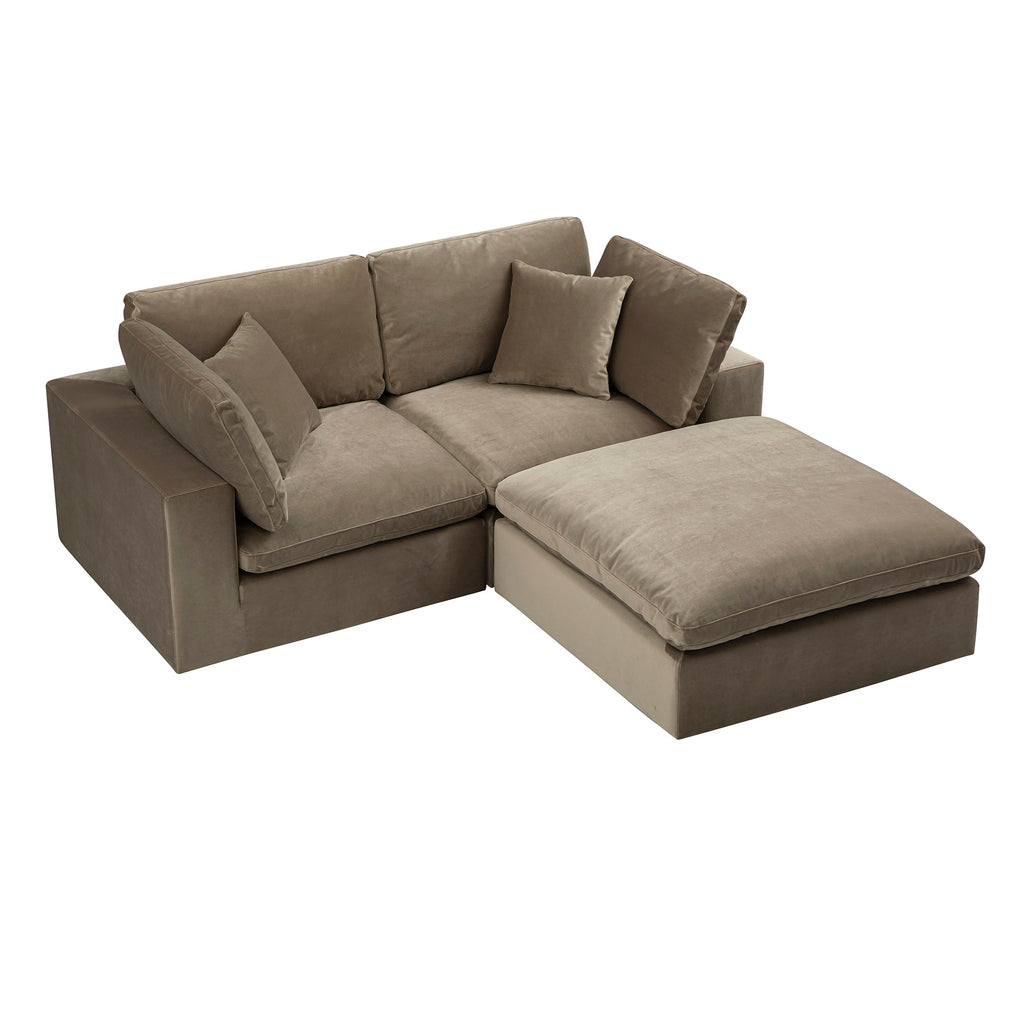 Lutyens Taupe Velvet Modular Sofa, 2-Piece Chaise — view 4