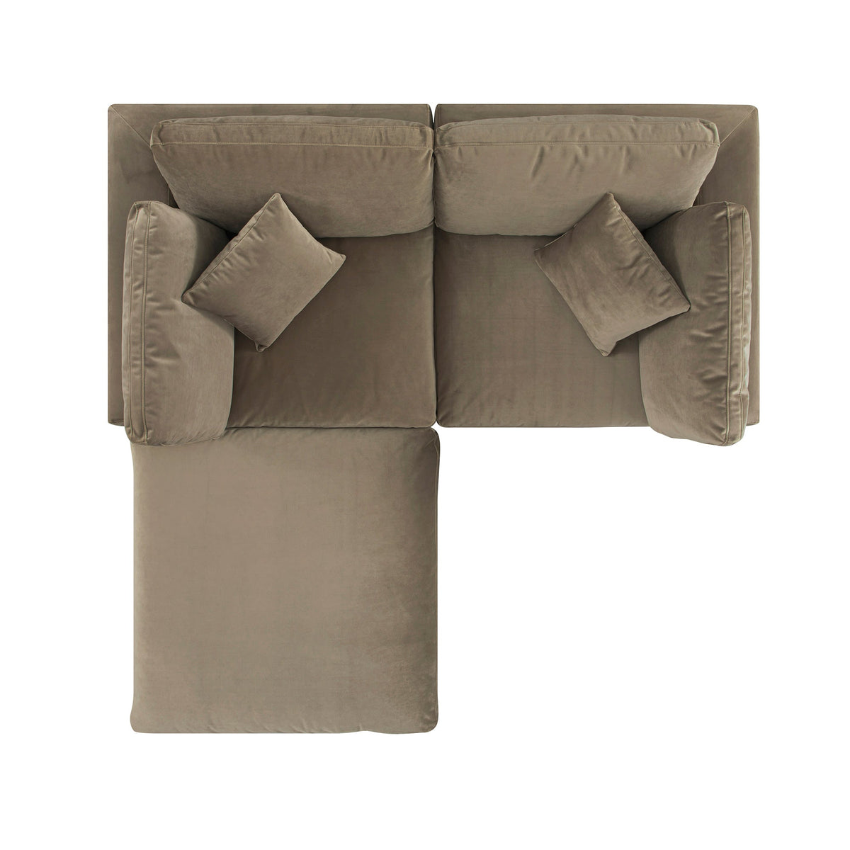 Lutyens Taupe Velvet Modular Sofa, 2-Piece Chaise — view 5