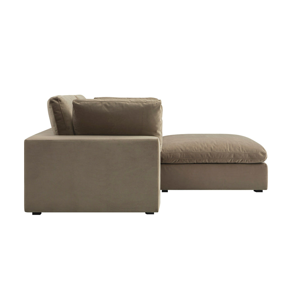 Lutyens Taupe Velvet Modular Sofa, 2-Piece Chaise — view 6