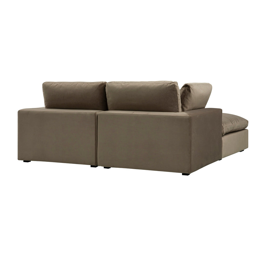 Lutyens Taupe Velvet Modular Sofa, 2-Piece Chaise — view 7