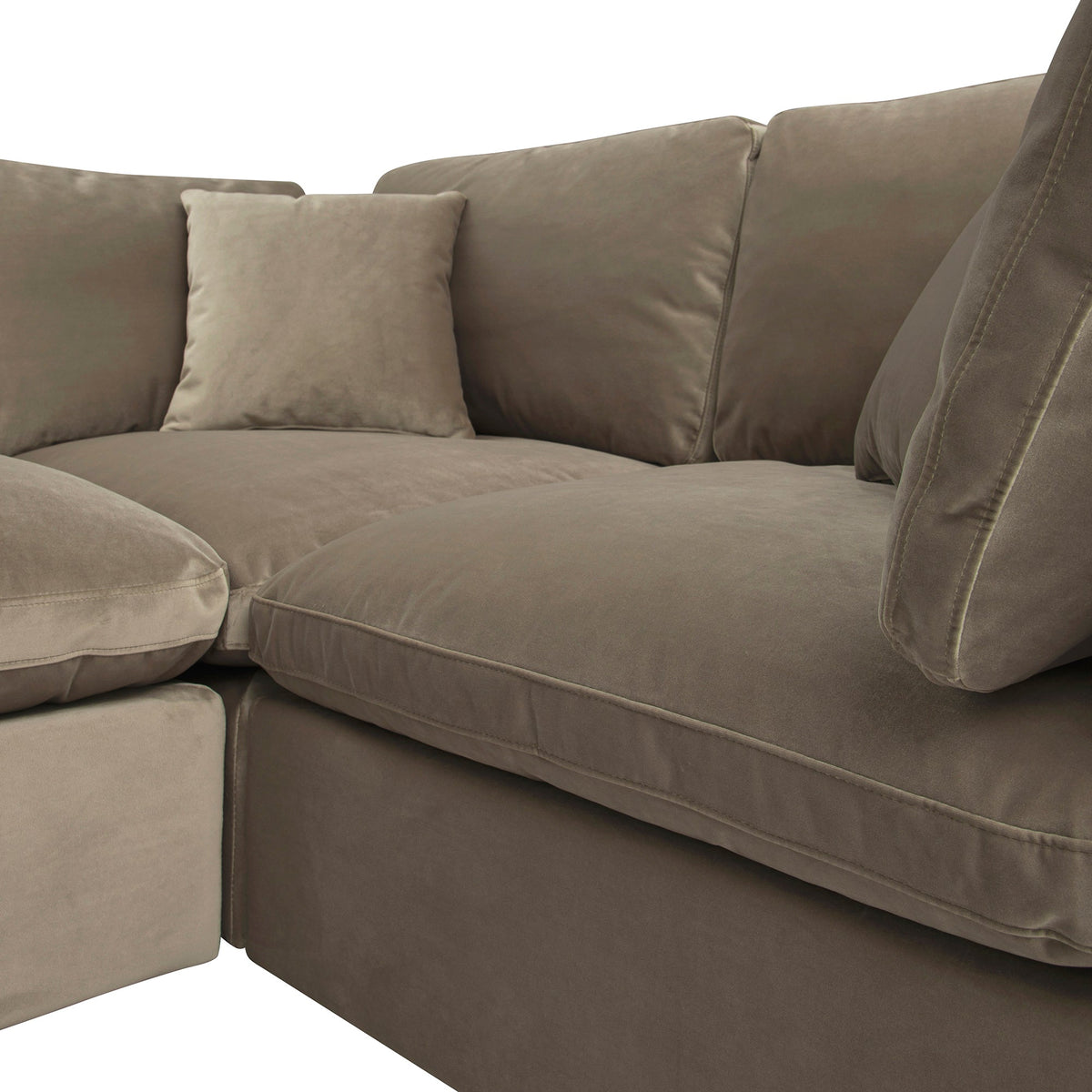 Lutyens Taupe Velvet Modular Sofa, 2-Piece Chaise — view 8