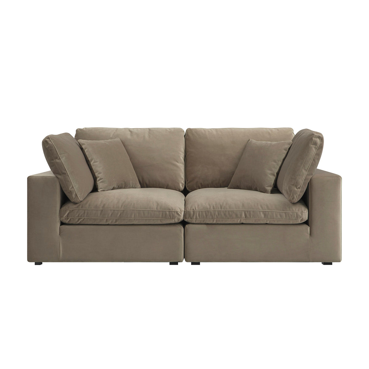 Lutyens Taupe Velvet Modular Sofa, 2-Piece — corner sofa from 2nd Time Around