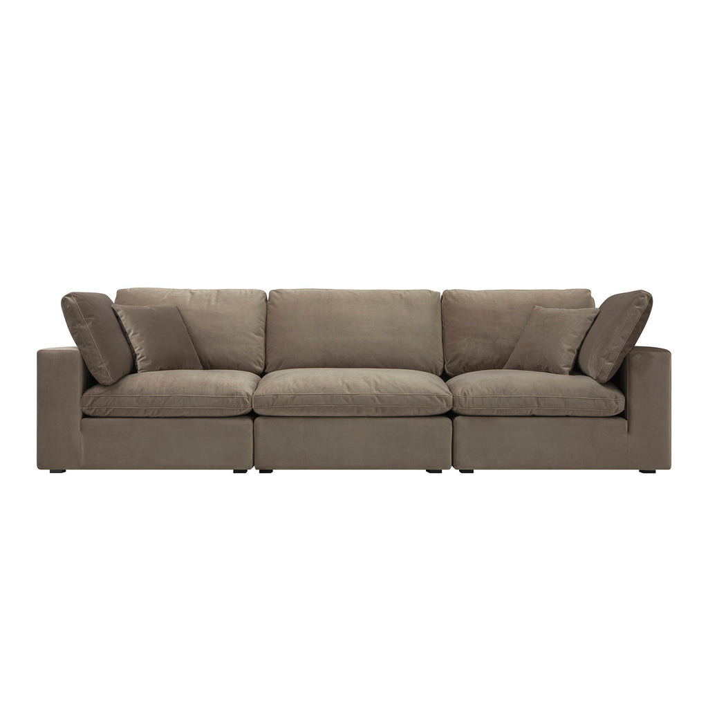 Lutyens Taupe Velvet Modular Sofa, 3-Piece — view 7