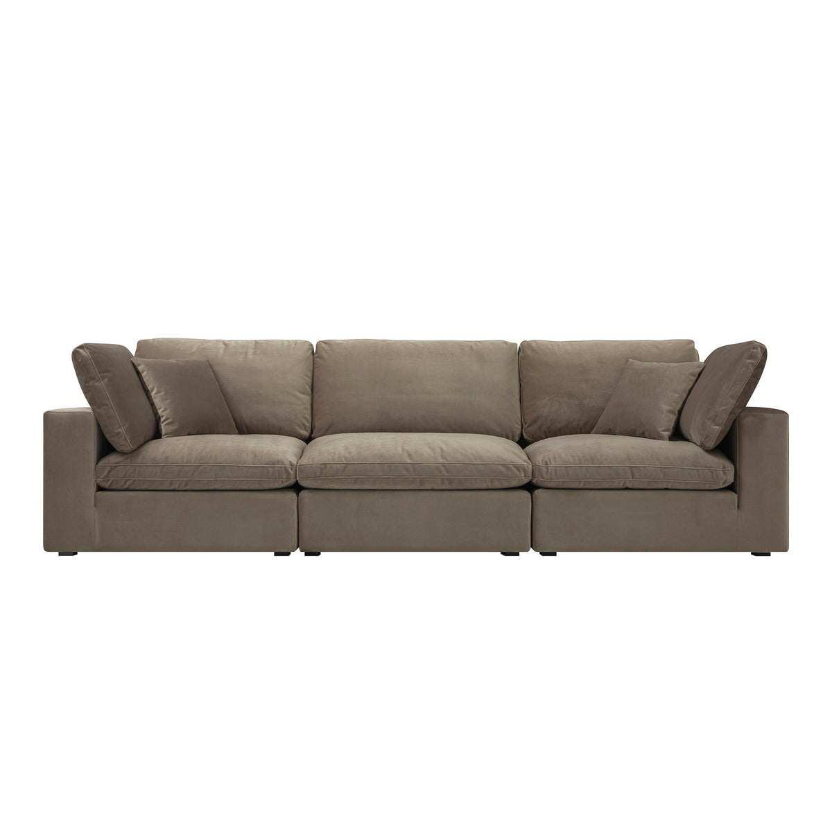 Lutyens Taupe Velvet Modular Sofa, 3-Piece — view 7