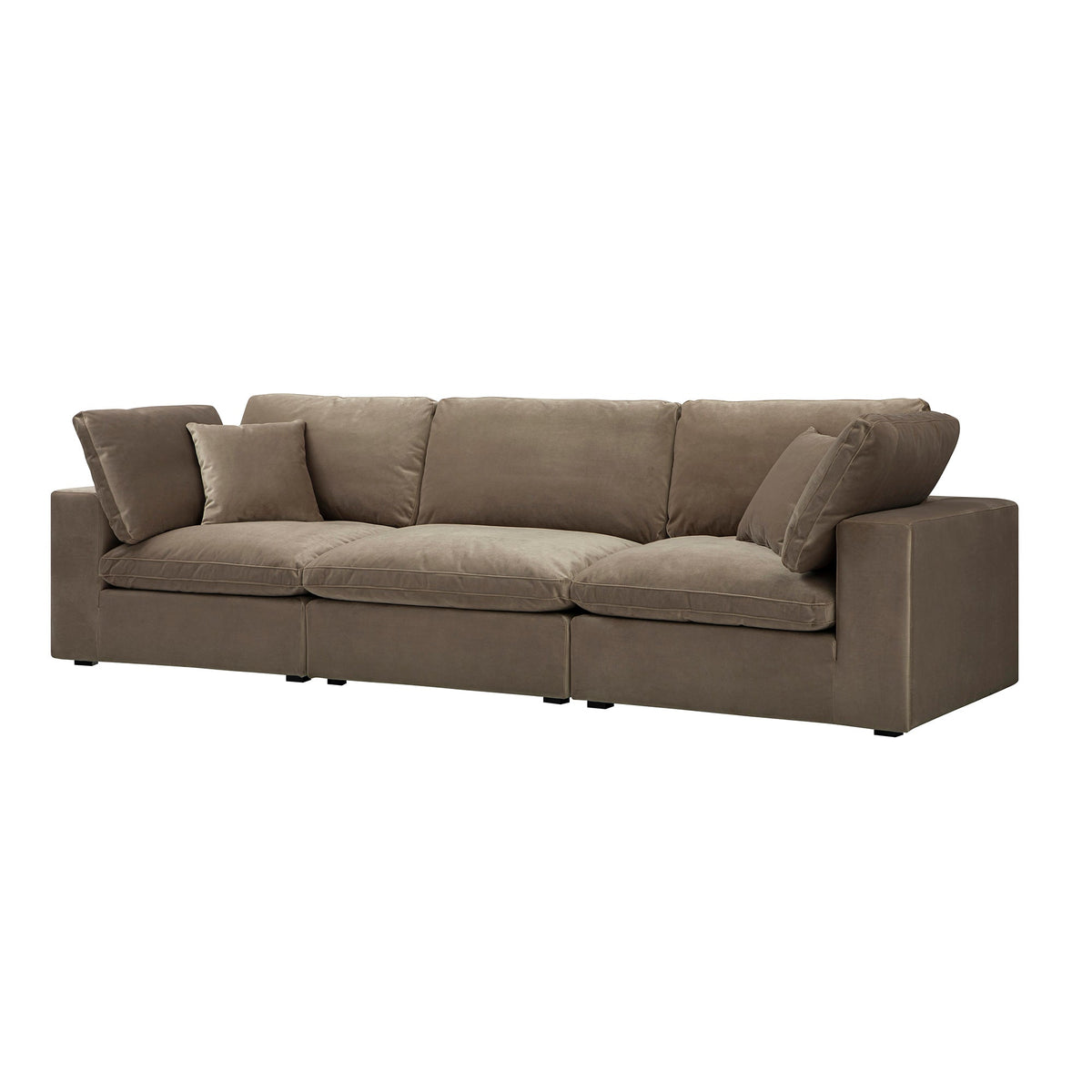 Lutyens Taupe Velvet Modular Sofa, 3-Piece — view 8