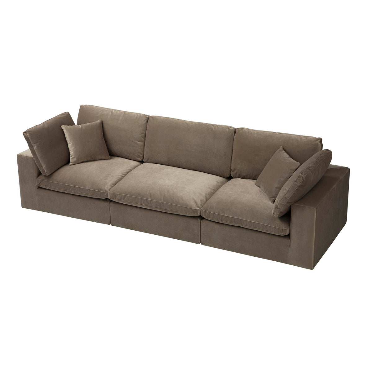 Lutyens Taupe Velvet Modular Sofa, 3-Piece — view 10