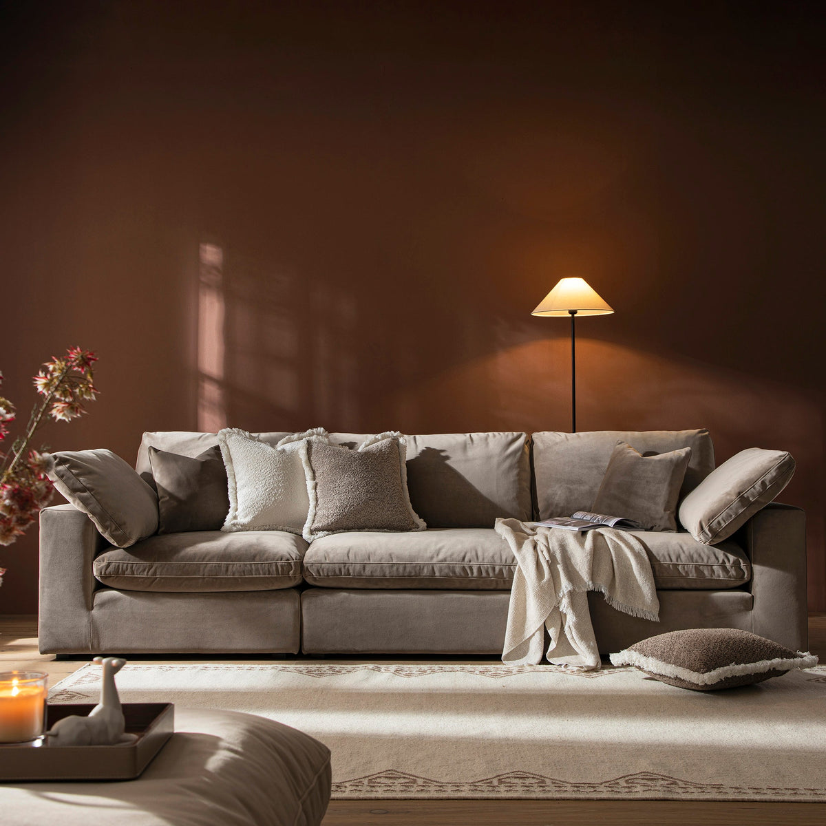 Lutyens Taupe Velvet Modular Sofa, 3-Piece — corner sofa from 2nd Time Around