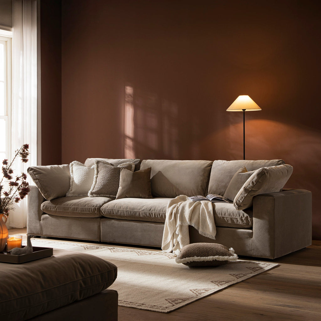 Lutyens Taupe Velvet Modular Sofa, 3-Piece — view 2