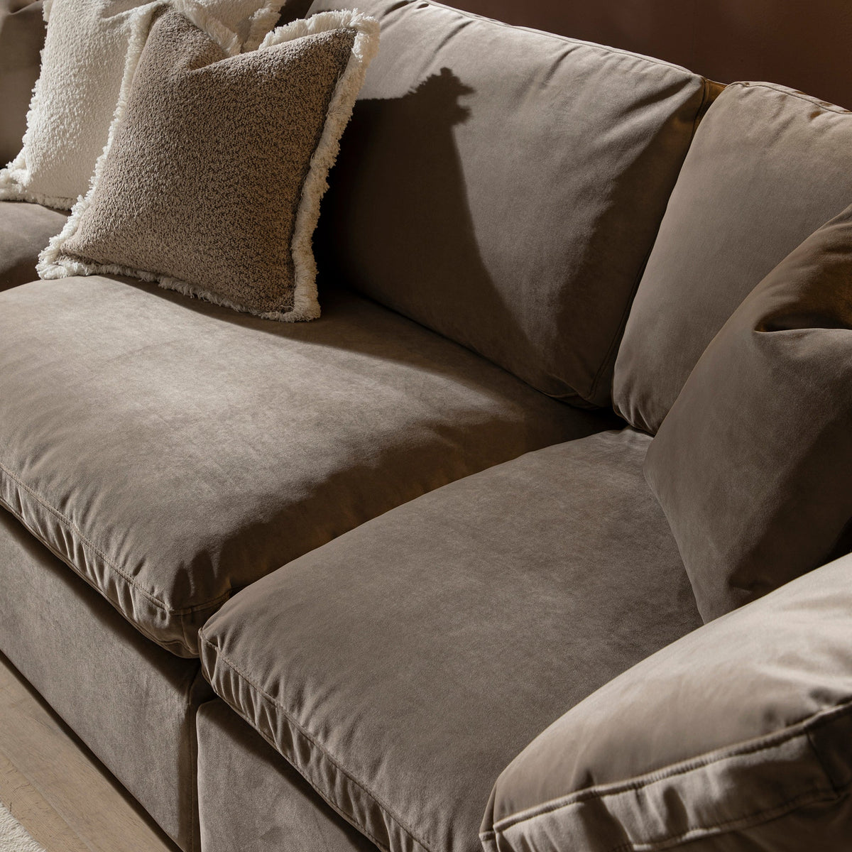 Lutyens Taupe Velvet Modular Sofa, 3-Piece — view 6