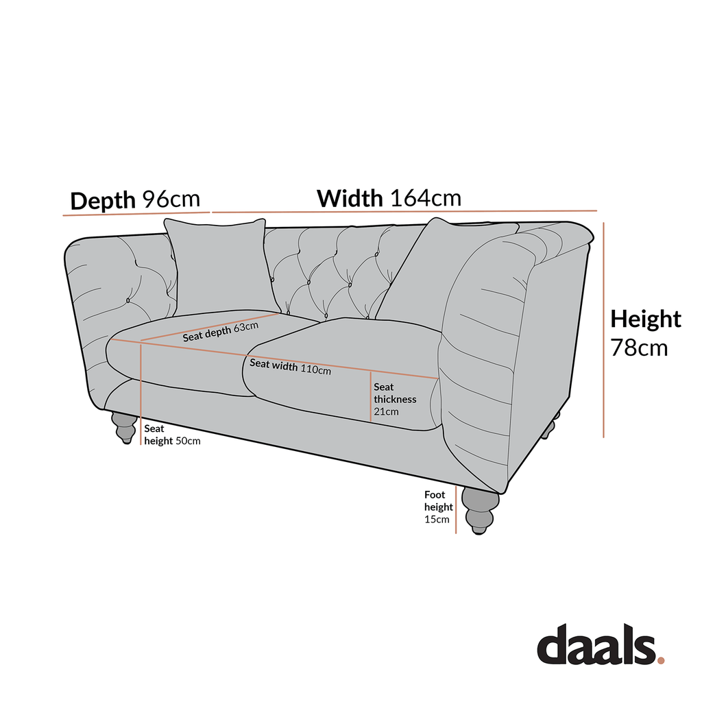 Ashby Chesterfield 2-Seater Sofa, Tan Faux Leather — view 8