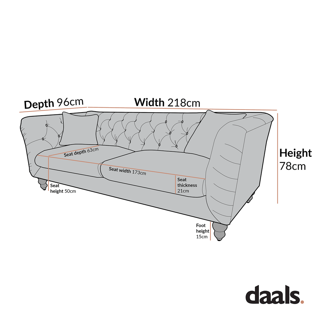 Ashby Chesterfield Large 3-Seater Sofa, Tan Faux Leather — view 9