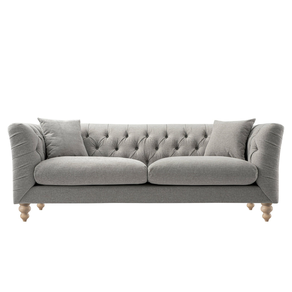 Ashby Chesterfield Large 3-Seater Sofa, Mist Grey Chenille — view 7