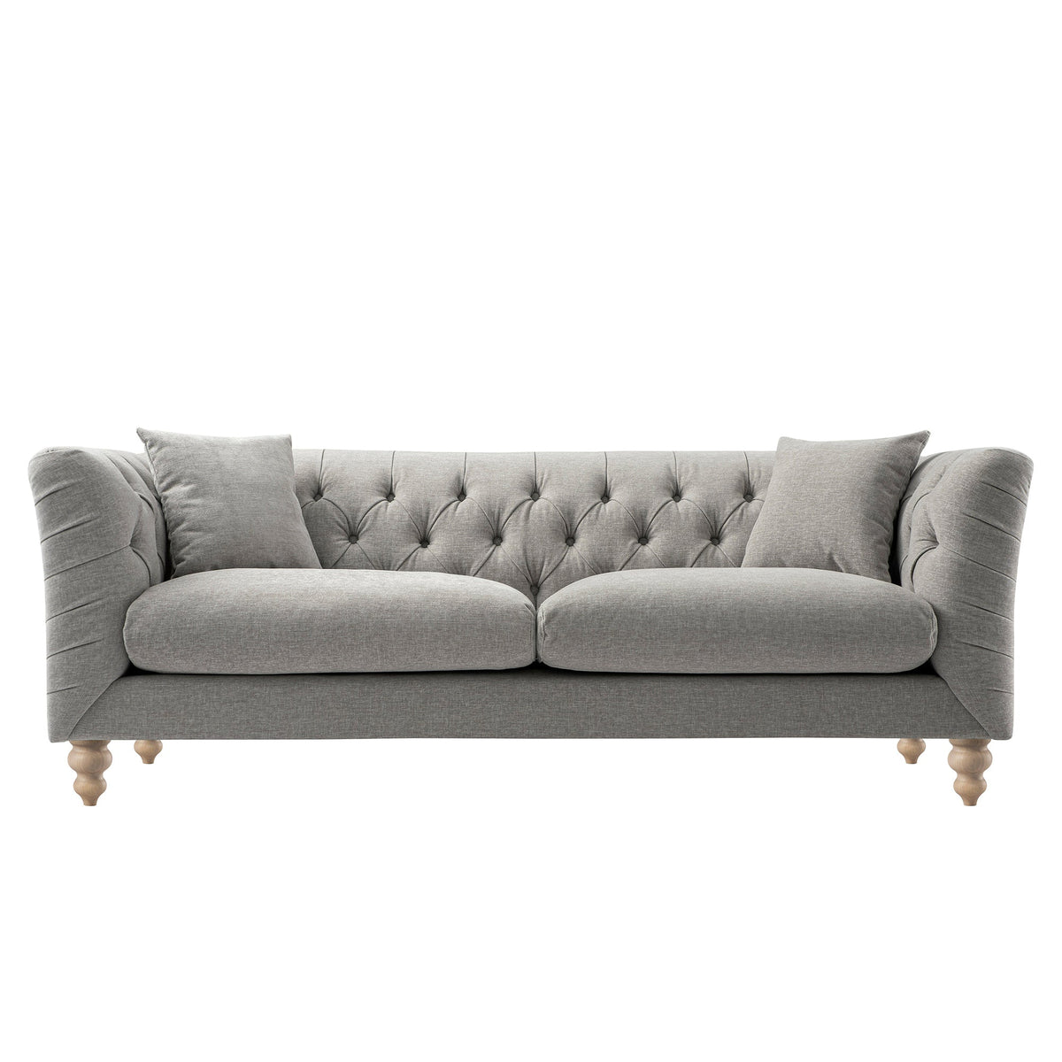 Ashby Chesterfield Large 3-Seater Sofa, Mist Grey Chenille — view 7