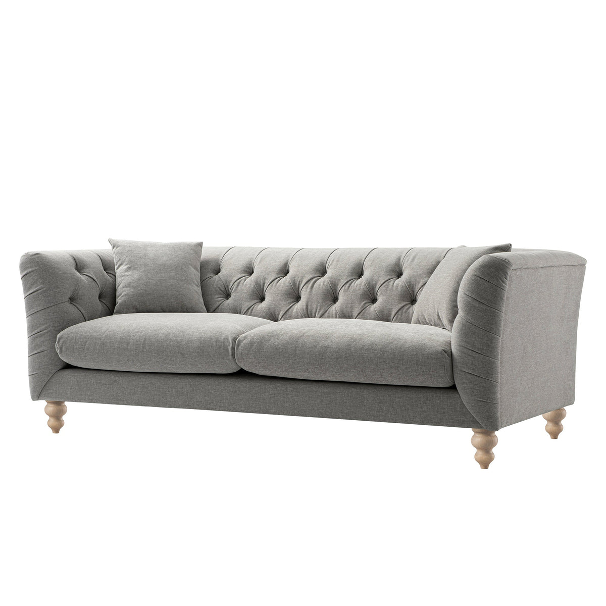 Ashby Chesterfield Large 3-Seater Sofa, Mist Grey Chenille — view 8