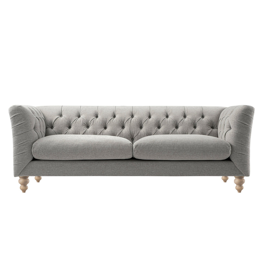Ashby Chesterfield Large 3-Seater Sofa, Mist Grey Chenille — view 10