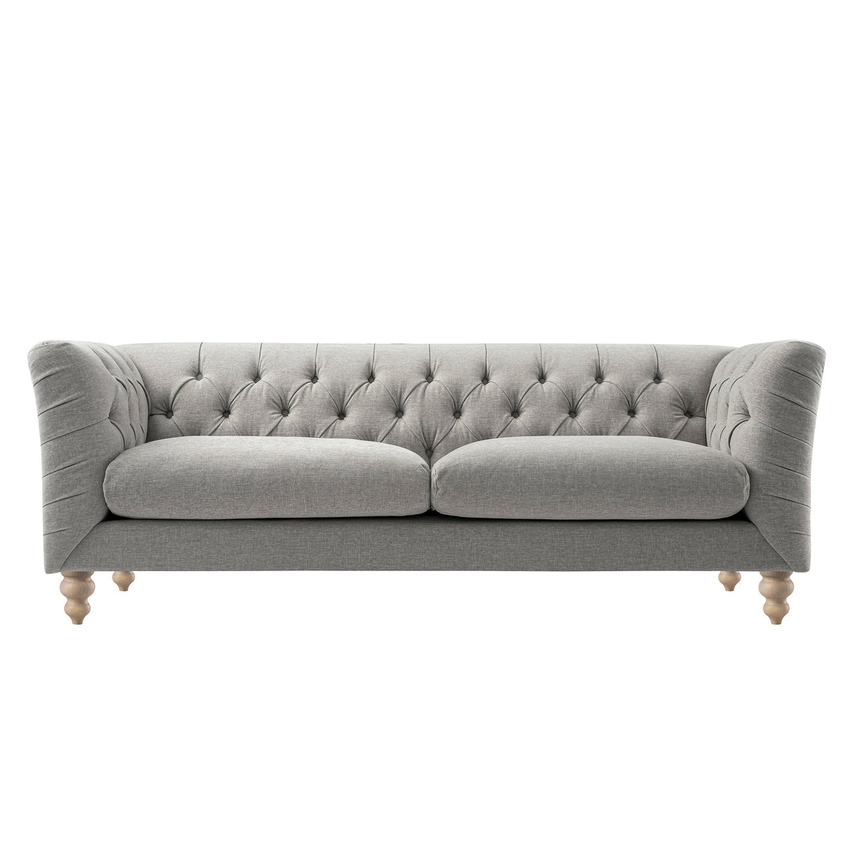 Ashby Chesterfield Large 3-Seater Sofa, Mist Grey Chenille — view 10