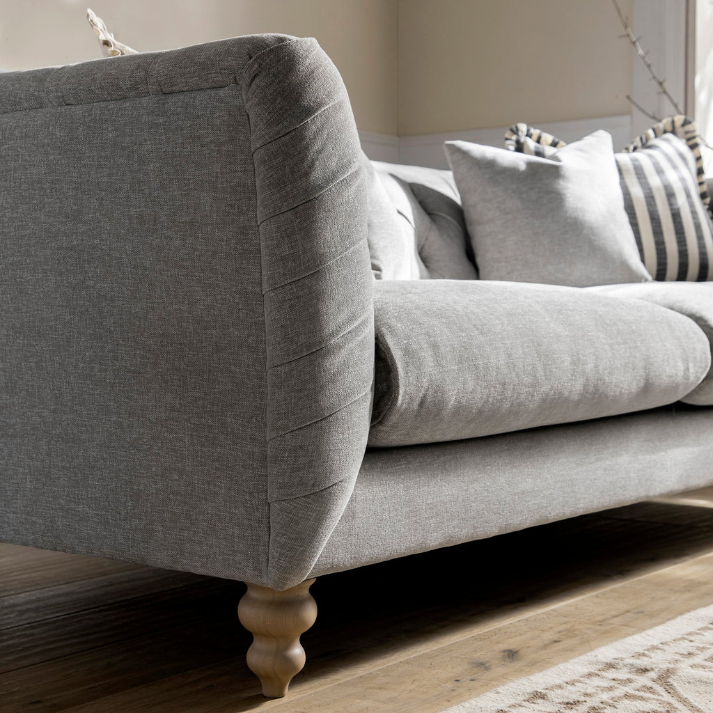 Ashby Chesterfield Large 3-Seater Sofa, Mist Grey Chenille — view 6