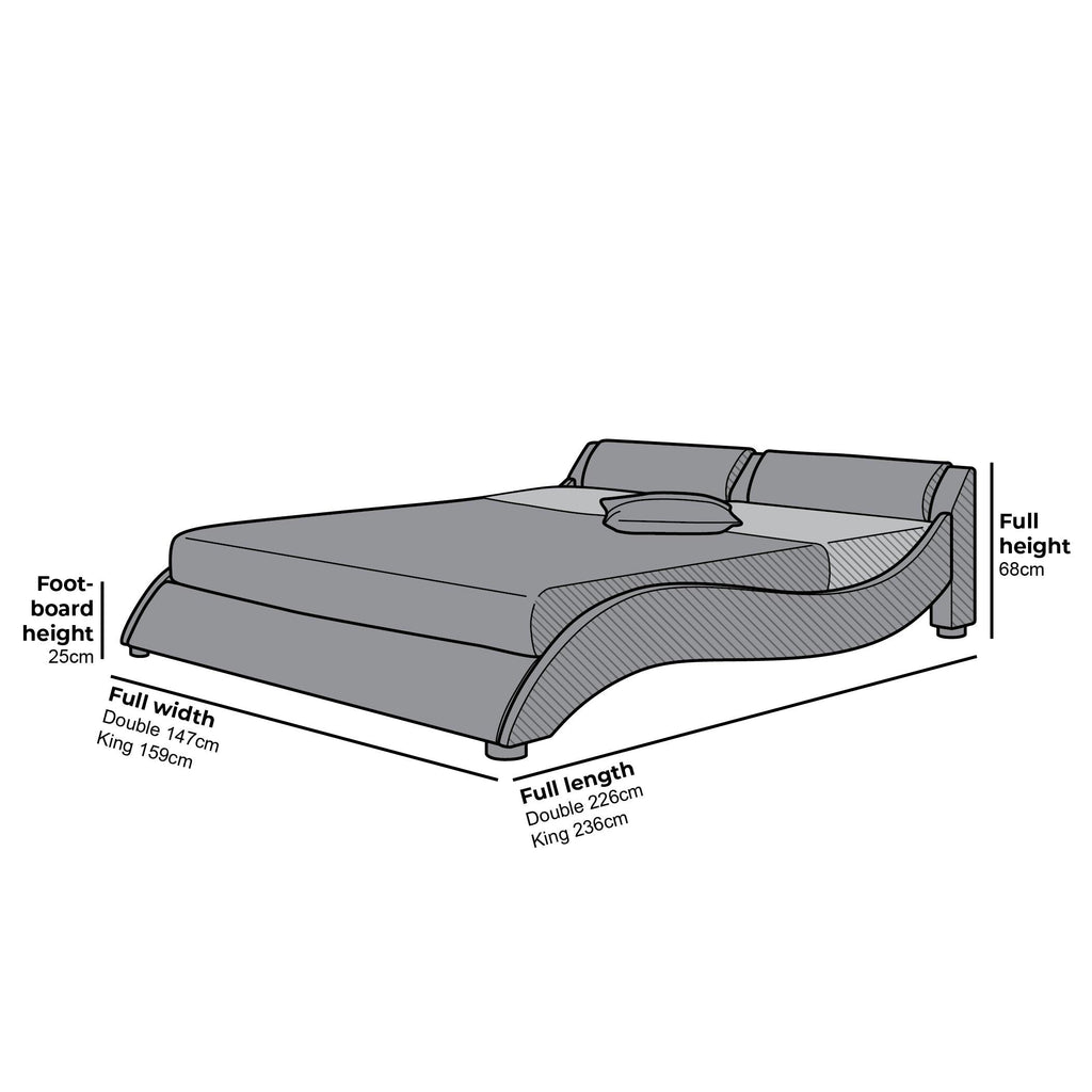 CORVUS Faux Leather Upholstered Bed Frame with Underbed LED Lights, Black — view 8