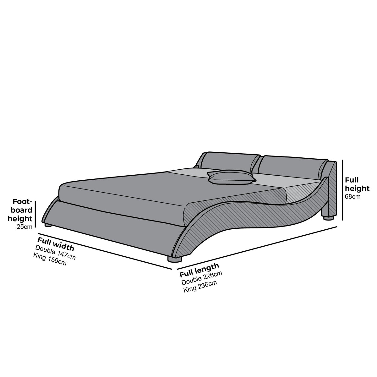 CORVUS Faux Leather Upholstered Bed Frame with Underbed LED Lights, Black — view 8
