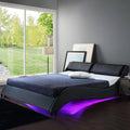 CORVUS Faux Leather Upholstered Bed Frame with Underbed LED Lights, Black — bed frame from 2nd Time Around