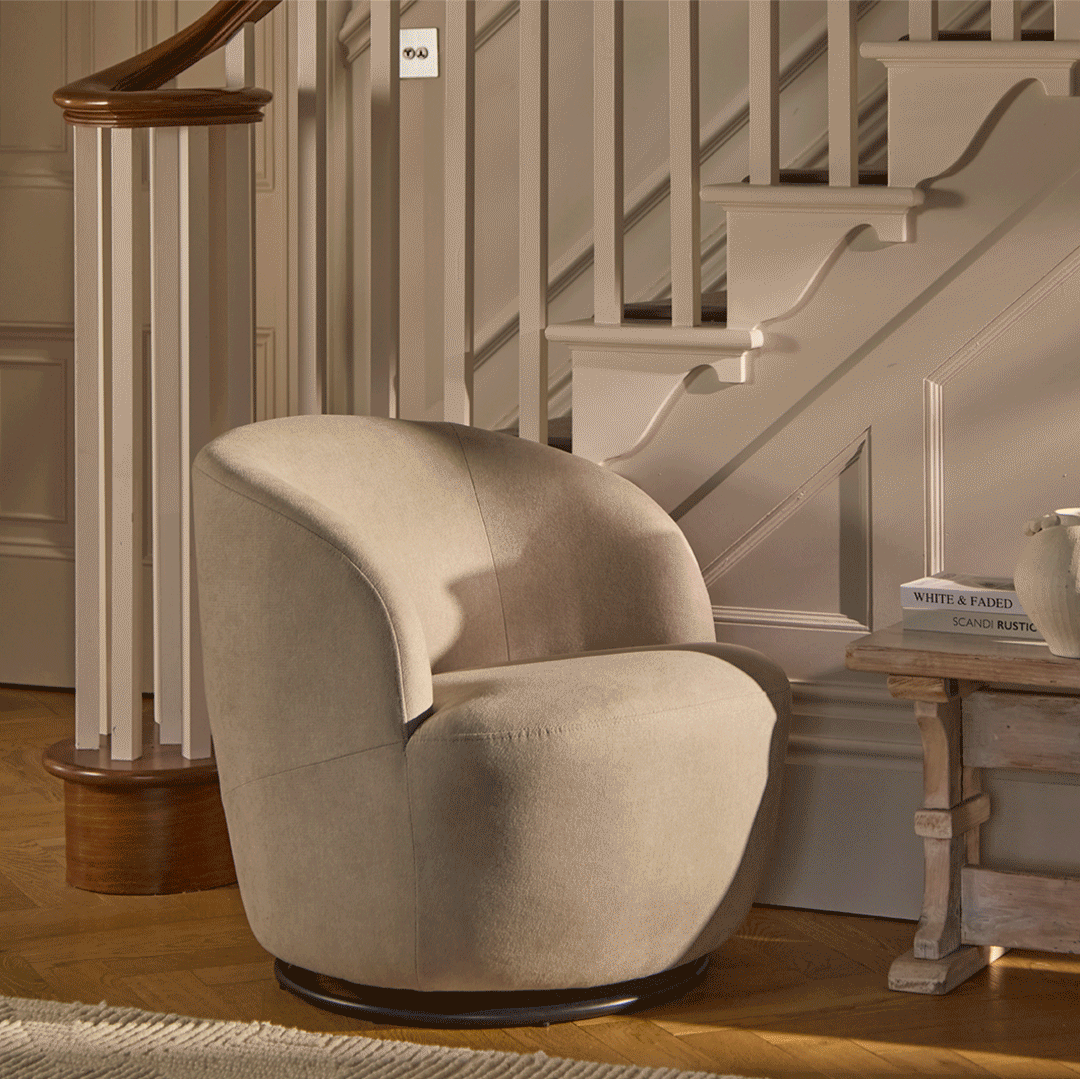 Sawyer 68cm Swivel Armchair - Soft Beige — view 2